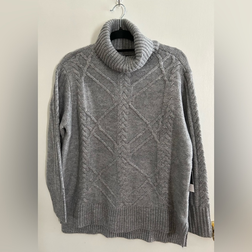 Simply Vera Vera Wang Turtleneck Sweater Womens Large Gray Cable Knit NWT